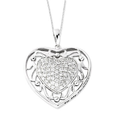 Diamond To My Granddaughter 18 Inch Heart Necklace Sterling Silver Antiqued QSX436, MPN: QSX436, 88…