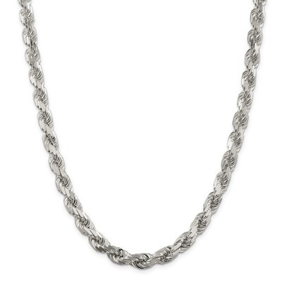 26 Inch 8.00mm Diamond-Cut Rope Chain Sterling Silver QDC170-26, MPN: QDC170-26, 883957237114