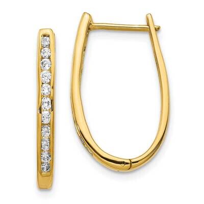 Oval Hoop Earrings 14k Gold Diamond EM5370-050-YA, MPN: EM5370-050-YA, 883957271866