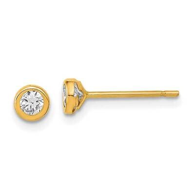 Circle Bezel CZ Diamond Post Earrings 14k Gold Polished YE1954, MPN: YE1954, 191101799433