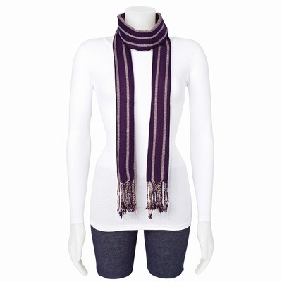 Purple &amp; Metallic Gold Stripes Fashion Scarf GM8352, MPN: GM8352, 191101416521