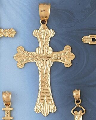 Dazzlers Jewelry Cross Pendant Necklace Charm Bracelet in Yellow, White or Rose Gold 7974, MPN: DZ-…