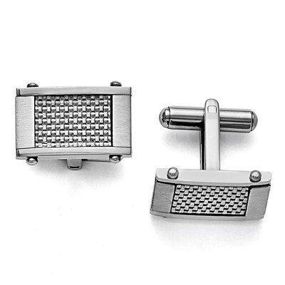 Grey Carbon Fiber Rectangle Cufflinks - Stainless Steel SRC103 by Chisel, MPN: SRC103, 883957747064