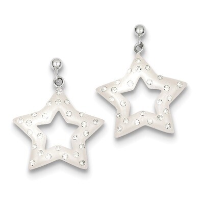 Sterling Silver Rhodium &amp; Ferido Stellux Crystal Star Earrings QE9552