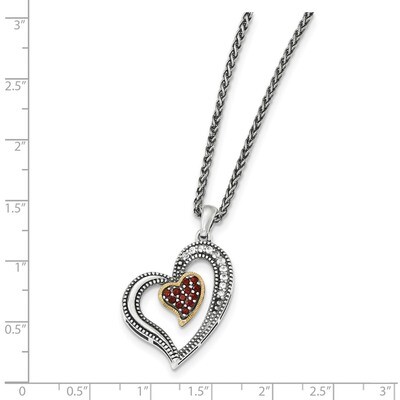 Garnet &amp; White Topaz Necklace Sterling Silver &amp; 14k Gold QTC1408, MPN: QTC1408, 886774378084