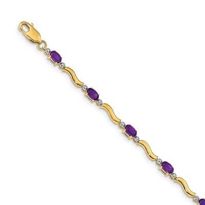 14k Diamond/Amethyst Bracelet 14k Gold Diamond BM4493-AM-001-YA, MPN: BM4493-AM-001-YA, 643905178469
