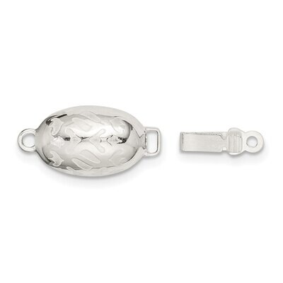 12.4 x 8.9mm Scroll Pattern Oval Pearl/Bead Clasp Sterling Silver SS4821, MPN: SS4821,