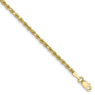 2.5mm Semi-Solid Diamond-Cut Rope Chain 7 Inch 10k Gold 10DH018-7, MPN: 10DH018-7, 191101567643