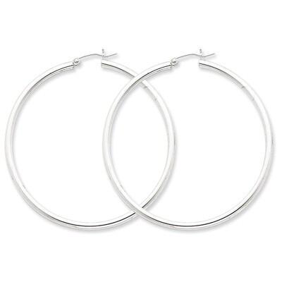 2.5mm Round Hoop Earrings Sterling Silver Rhodium-plated QE4391, MPN: QE4391, 883957930114