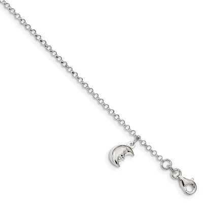 Moon 10 inch with 1 inch Extender Anklet Sterling Silver QG4200-10, MPN: QG4200-10, 886774034683