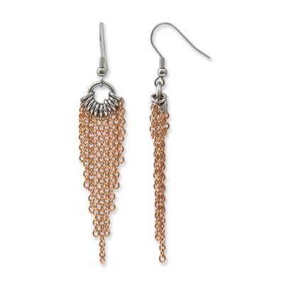 Pink IP-plated Dangle Earrings - Stainless Steel SRE679 by Chisel, MPN: SRE679, 191101073274