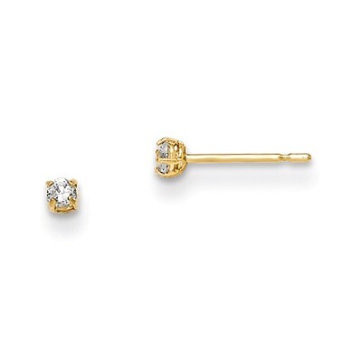 2Mm Round CZ Basket Set Stud Earrings 14k Gold GK659, MPN: GK659, 191101366604