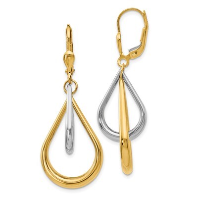 Leslie&#39;s Teardrop Leverback Earrings 14k Two-tone Gold Polished HB-LE1700, MPN: LE1700, 191101759314