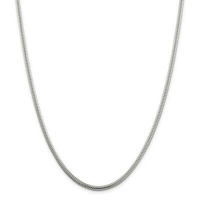 3mm Round Snake Chain 28 Inch Sterling Silver QSNL080-28, MPN: QSNL080-28,