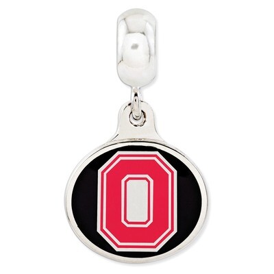 Ohio State University Collegiate Enameled Dangle Bead Sterling Silver QRS3097