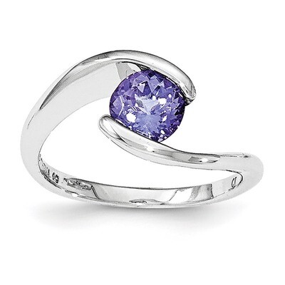 Round Tanzanite Bypass Ring Sterling Silver Rhodium QR6370TZ, MPN: QR6370TZ, 883957016641