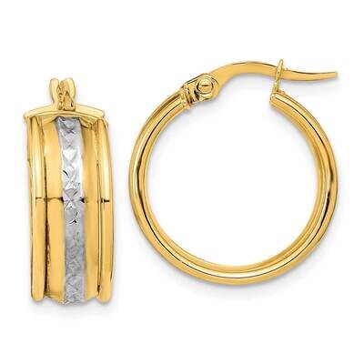 White Rhodium Polished Diamond-Cut Hoop Earrings 14k Gold TF2039, MPN: TF2039, 883957987712