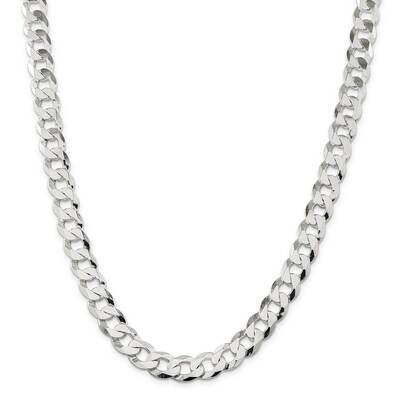 11.75mm Flat Curb Chain 26 Inch Sterling Silver QLB300-26, MPN: QLB300-26,
