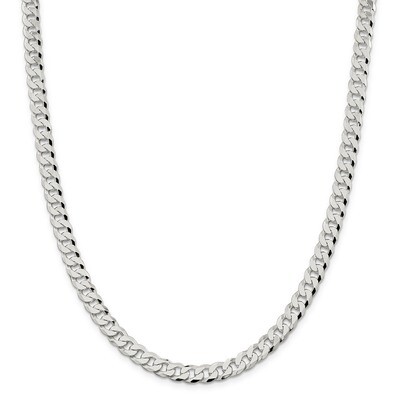 22 Inch 7.00mm Beveled Curb Chain Sterling Silver QFB180-22, MPN: QFB180-22, 883957346946