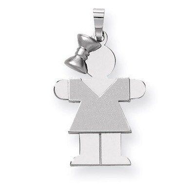 Medium Girl with Bow on Left Engravable Charm 14k White Gold XK322, MPN: XK322, 883957378190