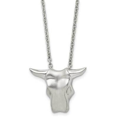 Bull Head Necklace Stainless Steel Brushed SRN1319-20 by Chisel, MPN: SRN1319-20, 886774264806