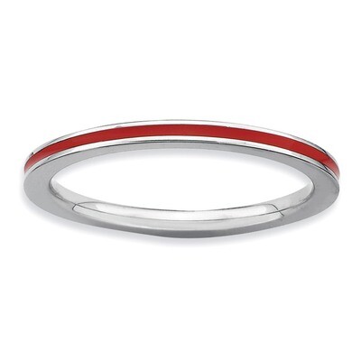 Red Enameled 1.5mm Ring - Sterling Silver QSK133, MPN: QSK133, 886774210834