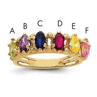 6 Synthetic Stone Family Ring 14k Gold XMR52/6SY, MPN: XMR52/6SY, 883957161563