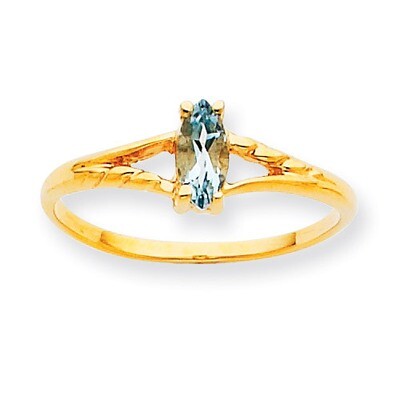 Polished Geniune Aquamarine Birthstone Ring 10k Gold 10XBR180, MPN: 10XBR180, 191101091421