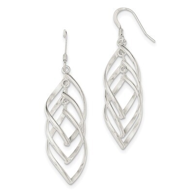 Dangle Shepherd Hook Earrings Sterling Silver Polished QE12117, MPN: QE12117, 191101228537