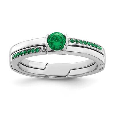 Green CZ Diamond Ring Sterling Silver Rhodium-Plated QR7384, MPN: QR7384,