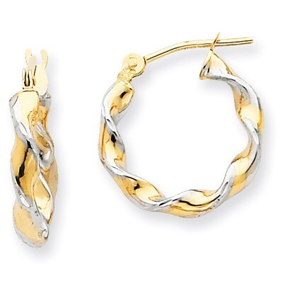 2.75mm Fancy Twisted Hoop Earrings 14k Gold Polished TM232, MPN: TM232, 886774118956