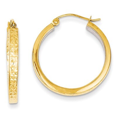 Light Square Diamond Cut Hoop Earrings 14K Gold &amp; Rhodium TL403, MPN: TL403, 883957292014
