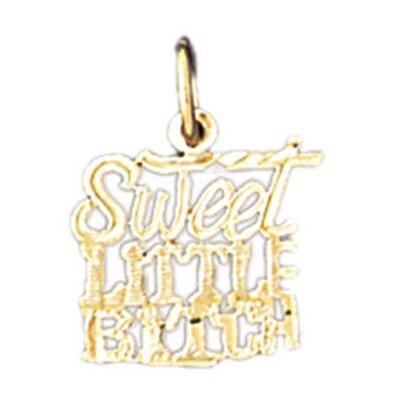 Dazzlers Jewelry Sweet Litle Bitch Pendant Necklace Charm Bracelet in Yellow, White or Rose Gold 10…