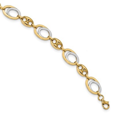 Leslie&#39;s Fancy Link Bracelet 7.5 Inch 14k Two-tone Gold Polished HB-LF1106-7.5, MPN: LF1106-7.5, 19…