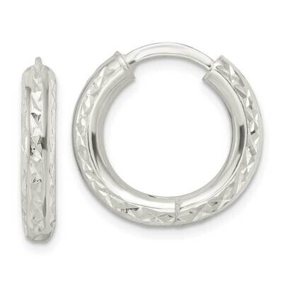 Diamond-Cut 3.5x20mm Hinged Tube Hoop Earrings Sterling Silver QE15961, MPN: QE15961, 196904152331