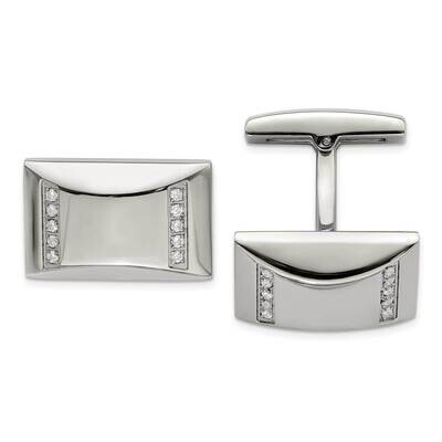 Cz Rectangle Cufflinks Stainless Steel Polished SRC351, MPN: SRC351, 886774622309