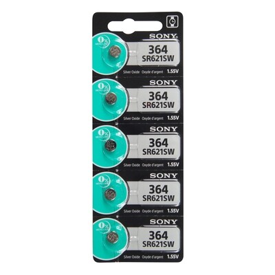 Type 364 SONY Watch Battery Tear Strip Pack of 5 SWB364, MPN: SWB364, 8562019621