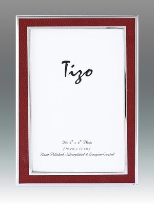 Tizo Shagreen Red &amp; Silver-plated Picture Frame 4 x 6 Inch, MPN: 1030RED-46,