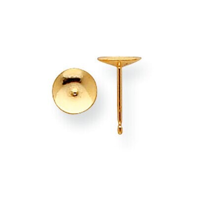 5.0mm Pearl Cup Earring Post Mounting 14k Yellow Gold YG2659, MPN: YG2659,