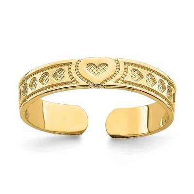 Engraved Heart Design Adjustable Toe Ring 14k Gold R794, MPN: R794, 883957670270