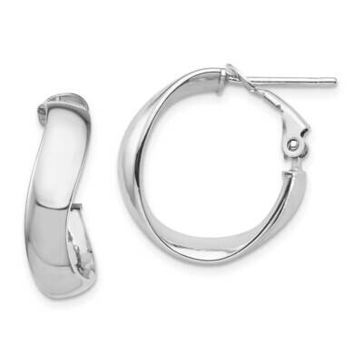 5mm Wavy Omega Back Hoop Earrings 14k White Gold High Polished PRE982W, MPN: PRE982W, 191101985362