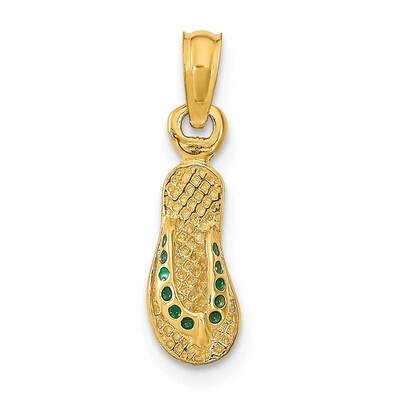 Green Enamel Single Flip-Flop Pendant 14k Gold K6673, MPN: K6673, 637218105946