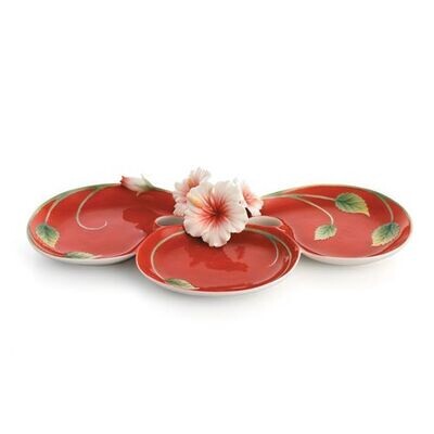 Franz Porcelain Island Beauty Hibiscus Flower Ornamental Tidbit Dish FZ01533, MPN: FZ01533,