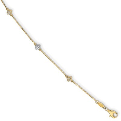 Leslie&#39;s CZ Flower 1 inch Extender Anklet 14k Polished Gold HB-LF1226-10, MPN: LF1226-10, 191101399…