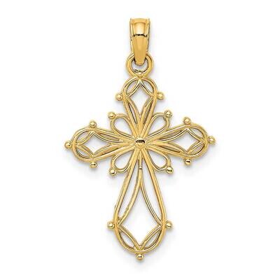 Fancy Cross Charm 14k Gold Cut-out K8417, MPN: K8417, 637218180189