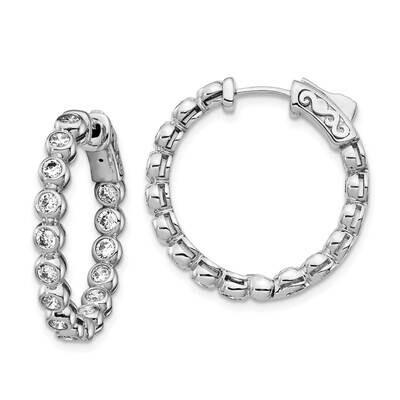 Cz In and Out Round Hoop Earrings Sterling Silver QE15448, MPN: QE15448, 883957911571