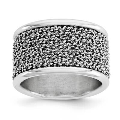 Sterling Silver dia-cut Wire Wrapped Cigar Band Ring-rhodium plate J291869180351