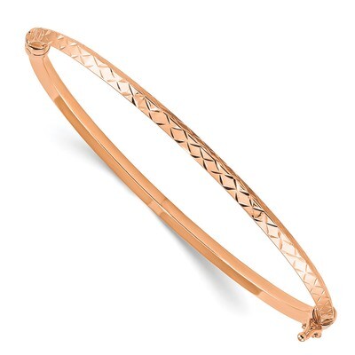 7 Inch Polished Diamond Cut Hinged Bangle Bracelet 14k Rose Gold DB642, MPN: DB642, 191101021534