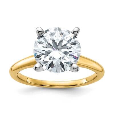 3 5/8ct. D E F Pure Light Round Moissanite Solitaire Ring 14k Two Tone Gold RM5965R-400-10MP, MPN: …