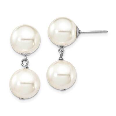 Majestik Rhodium Plated 10-11mm Imitat Shell Pearl Earrings Sterling Silver QMJE128W, MPN: QMJE128W…